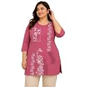 RYSH Women's Plus Size Printed Kurta | Round Neck | 3/4 Sleeve | Relaxed Fit