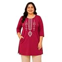 RYSH Women's Plus Size Printed Kurta | Round Neck | 3/4 Sleeve | Relaxed Fit