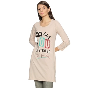 rysh women39s cotton regular fit long sleeve longline t-shirt camel melange 2xl