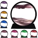 rysnwsu 3D Dynamic Sand Art Liquid Motion, Moving Sand Art Picture Round Glass 3D Deep Sea Sandscape in Motion Display Flowing Sand Frame Relaxing Desktop Home Office Work Decor (Brown, 12'')