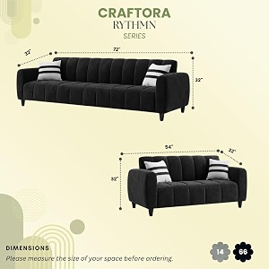 rythmn dual tone plush velvet 3  2 seater sofa set  silken velvet suede upholstery  golden metal legs  designer sofa set for living rooms amp office spaces black