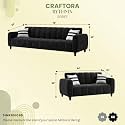 RYTHMN Dual Tone Plush Velvet 3 + 2 Seater Sofa Set | Silken Velvet Suede Upholstery | Golden Metal Legs | Designer Sofa Set for Living Rooms & Office Spaces (Black)