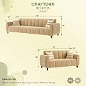 RYTHMN Dual Tone Plush Velvet 3 + 2 Seater Sofa Set | Silken Velvet Suede Upholstery | Golden Metal Legs | Designer Sofa Set for Living Rooms & Office Spaces (Beige)