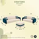 RYTHMN Dual Tone Plush Velvet 3 + 2 Sofa Set with Ottoman | Silken Velvet Suede Upholstery | Golden Metal Legs | Designer Sofa Set for Living Rooms &amp; Office Spaces (Teal Green &amp; Cream)