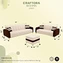RYTHMN Dual Tone Plush Velvet 3 + 2 Sofa Set with Ottoman | Silken Velvet Suede Upholstery | Golden Metal Legs | Designer Sofa Set for Living Rooms &amp; Office Spaces (Dark Brown &amp; Cream)