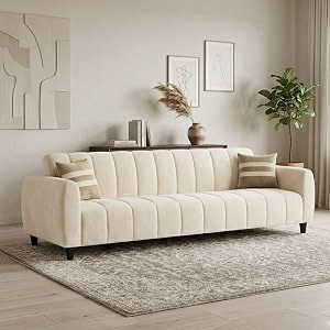 rythmn plush velvet 3 seater sofa set  silken velvet suede upholstery  designer sofa for living rooms amp office spaces cream