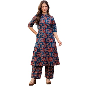rytras Women Printed A-Line Kurta Set with