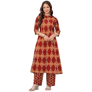 rytras Women Pure Cotton Printed A-Line Kurta
