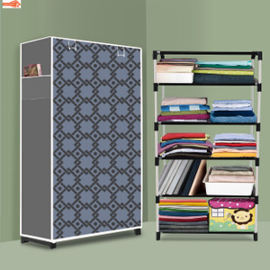 ryuga 5 shelf foldable collapsible wardrobe storage organizer almirah cloth rack pp collapsible wardrobe