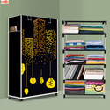 Ryuga 5 Shelf Foldable Collapsible Wardrobe Storage Organizer Almirah Cloth Rack PP Collapsible Wardrobe