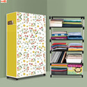 Ryuga 5 Shelf Foldable Collapsible Wardrobe Storage Organizer Almirah Cloth Rack PP Collapsible Wardrobe (Finish Color - Warm Flower Modern Printed, DIY(Do-It-Yourself))