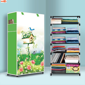 ryuga 6 shelf foldable collapsible wardrobe storage organizer almirah cloth rack pp collapsible wardrobe