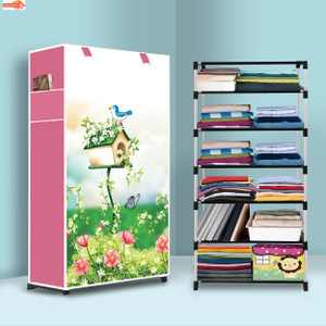 ryuga 6 shelf foldable collapsible wardrobe storage organizer almirah cloth rack pp collapsible wardrobe