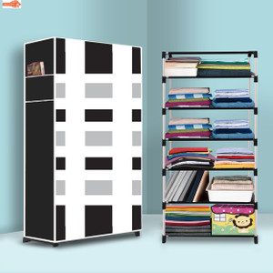 ryuga 6 shelf foldable collapsible wardrobe storage organizer almirah cloth rack pp collapsible wardrobe