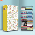Ryuga 6 Shelf Foldable Collapsible Wardrobe Storage Organizer Almirah Cloth Rack PP Collapsible Wardrobe (Finish Color - Warm Flower Modern Print, DIY(Do-It-Yourself))