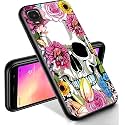 RYUITHDJP for Alcatel TCL A3 Phone Case (A509DL) 5.5" Flowers Skull Design, Phone Case for TCL A3 Case TPU Stylish Protective Cover