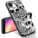 RYUITHDJP for Alcatel TCL A3 Phone Case (A509DL) 5.5" Roses Skull Design, Phone Case for TCL A3 Case TPU Stylish Protective Cover