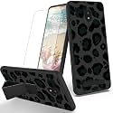RYUITHDJP for Blu View 2 Phone Case (B130DL) Black Leopard Theme with Screen Protector Detachable Stand Phone Case for Blu View 2 Case Soft TPU Stylish Protective Cover