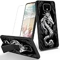 RYUITHDJP for ANS Artia ACK2326 Phone Case Dragon Black Theme with Screen Protector Detachable Stand Phone Case for ANS ACK2326 Case Soft TPU Stylish Protective Cover
