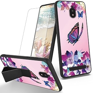 ryuithdjp for blu view 2 phone case b130dl butterflies women theme with screen protector detachable stand phone case for blu view 2 case soft tpu stylish protective cover
