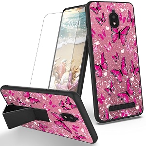 ryuithdjp for blu view 2 phone case b130dl butterflies girl theme with screen protector detachable stand phone case for blu view 2 case soft tpu stylish protective cover