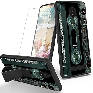 ryuithdjp for blu view 2 phone case b130dl cassette theme with screen protector detachable stand phone case for blu view 2 case soft tpu stylish protective cover