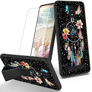 ryuithdjp for blu view 2 phone case b130dl dream catcher theme with screen protector detachable stand phone case for blu view 2 case soft tpu stylish protective cover
