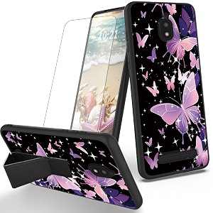 ryuithdjp for blu view 2 phone case b130dl butterflies theme with screen protector detachable stand phone case for blu view 2 case soft tpu stylish protective cover