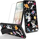 RYUITHDJP for Blu View 2 Phone Case (B130DL) Butterflies Black Theme with Screen Protector Detachable Stand Phone Case for Blu View 2 Case Soft TPU Stylish Protective Cover