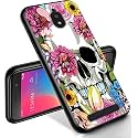 RYUITHDJP for Blu View 2 Phone Case 5.5" (B130DL) Flowers Skull Design, Phone Case for Blu View 2 Case TPU Stylish Protective Cover