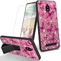 RYUITHDJP for Blu View 2 Phone Case (B130DL) Butterflies Girl Theme with Screen Protector Detachable Stand Phone Case for Blu View 2 Case Soft TPU Stylish Protective Cover