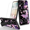 RYUITHDJP for Blu View 2 Phone Case (B130DL) Butterflies Theme with Screen Protector Detachable Stand Phone Case for Blu View 2 Case Soft TPU Stylish Protective Cover