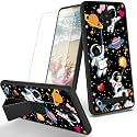 RYUITHDJP for Blu View 2 Phone Case (B130DL) Astronauts Cute Theme with Screen Protector Detachable Stand Phone Case for Blu View 2 Case Soft TPU Stylish Protective Cover