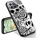 RYUITHDJP for Celero 5g Plus Phone Case 7" Roses Skull Design, Phone Case for Boost Mobile Celero 5G+ Case TPU Stylish Protective Cover