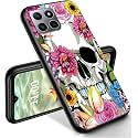 RYUITHDJP for Celero 5g Plus Phone Case 7" Flowers Skull Design, Phone Case for Boost Mobile Celero 5G+ Case TPU Stylish Protective Cover