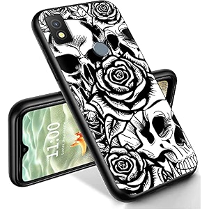 ryuithdjp for cricket icon 4 phone case 6534 roses skull design phone case for cricket icon 4 case tpu stylish protective cover