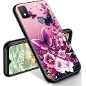RYUITHDJP for Cricket Icon 4 Phone Case 6.5" Butterflies Purple Design, Phone Case for Cricket Icon 4 Case TPU Stylish Protective Cover