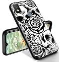 RYUITHDJP for Cricket Icon 4 Phone Case 6.5" Roses Skull Design, Phone Case for Cricket Icon 4 Case TPU Stylish Protective Cover