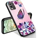 RYUITHDJP for Nokia C32 Phone Case 6.5" Butterflies Women Design, Phone Case for Nokia C32 Case TPU Stylish Protective Cover