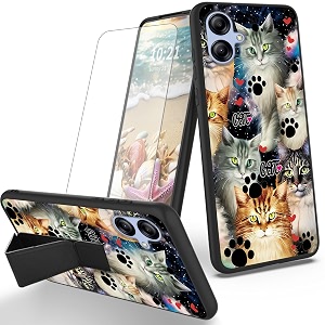 ryuithdjp for samsung galaxy a04e phone case cat paw theme with screen protector detachable stand phone case for samsung galaxy a04e case soft tpu stylish protective cover