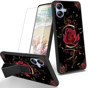 ryuithdjp for samsung galaxy a04e phone case roses woman theme with screen protector detachable stand phone case for samsung galaxy a04e case soft tpu stylish protective cover