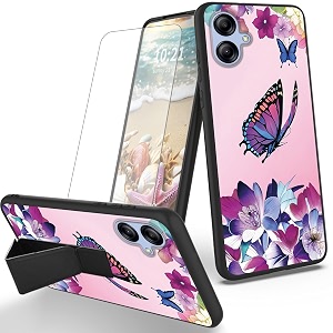 ryuithdjp for samsung galaxy a04e phone case butterflies women theme with screen protector detachable stand phone case for samsung galaxy a04e case soft tpu stylish protective cover
