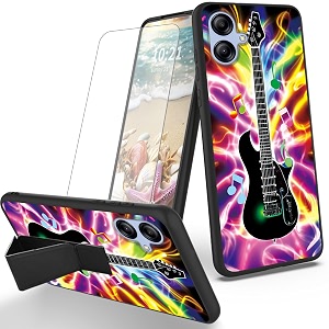 ryuithdjp for samsung galaxy a04e phone case guitar theme with screen protector detachable stand phone case for samsung galaxy a04e case soft tpu stylish protective cover