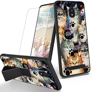 ryuithdjp for blu view 2 phone case b130dl cat paw theme with screen protector detachable stand phone case for blu view 2 case soft tpu stylish protective cover