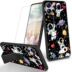 ryuithdjp for samsung galaxy a04e phone case astronauts cute theme with screen protector detachable stand phone case for samsung galaxy a04e case soft tpu stylish protective cover