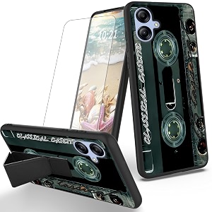 ryuithdjp for samsung galaxy a04e phone case cassette theme with screen protector detachable stand phone case for samsung galaxy a04e case soft tpu stylish protective cover