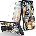 RYUITHDJP for Samsung Galaxy A04e Phone Case Cat Paw Theme with Screen Protector Detachable Stand Phone Case for Samsung Galaxy A04e Case Soft TPU Stylish Protective Cover