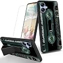 RYUITHDJP for Samsung Galaxy A04e Phone Case Cassette Theme with Screen Protector Detachable Stand Phone Case for Samsung Galaxy A04e Case Soft TPU Stylish Protective Cover