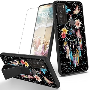 ryuithdjp for tcl 30xl phone case dream catcher theme with screen protector detachable stand phone case for tcl 30 xl case soft tpu stylish protective cover