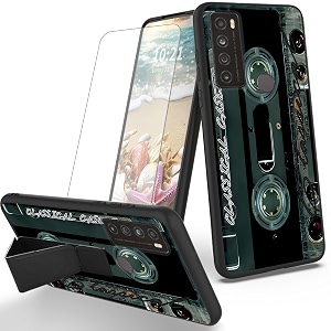 ryuithdjp for tcl 30xl phone case cassette theme with screen protector detachable stand phone case for tcl 30 xl case soft tpu stylish protective cover